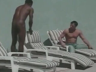 White Dude Gets Hard Anal Fuck From a Black Guy with Huge Dick Outside by the Pool