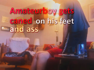 Amateurboy Is Caned on Feet and Ass
