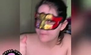 Masked slut giving sloppy blowjob