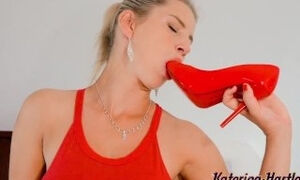 Shoe and Heels Masturbates Licking and Smelling after destroy Pantyhose