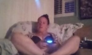 BBW Smoking Cigarettes and Playing Video Games In Black Bra and Panties Part 4