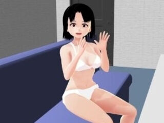 【Mia】 Anime girl go to karaoke and she start taking her clothes off.【Erotic animation】