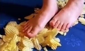 Findom Feet walk over Crunchy Fries (For sale)