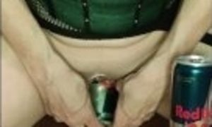 Want to see if both Red Bull cans fit in my gaping PUSSY.