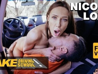 Watch Super Babe NICOLE LOVE ride a big cock during driving lesson - Fake Driving School