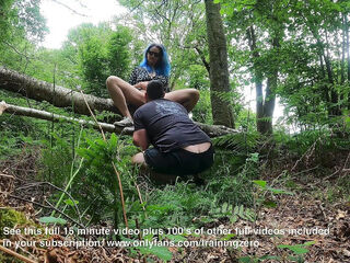 Training Zero Femdom Pussy Licking Slave in the Woods! Outdoor Public Orgasm Real Homemade Amateur Wife MILF FLR Flashing Sub