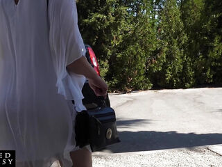 While Car Driving, I Rub Her Uncovered Clit and Make Her Come with an Intense Loud Moaning Orgasm