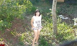My wife pee outside and makes me clean her wet pussy
