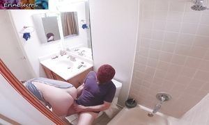 Masturbating stepmom in the bathroom invites stepson in for sex