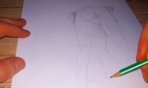 Cartoon girl bent down and shows her sweet ass