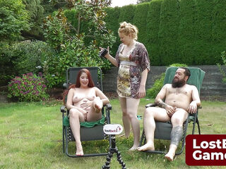 A horny trio plays a Strip Memory game with a twist