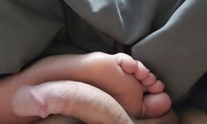 Evening foot tease with Milf teasing cock