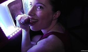 MILF sucks big cock in gloryhole while her cuckold husband films her on camera