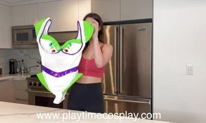 Mom with huge boobs tries on Haul cosplay costume - Feat Stacey Cateli