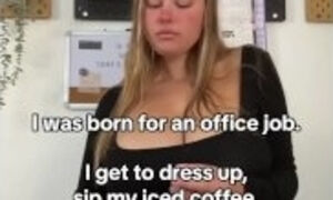 Hot babe is the sexiest secretary in there office