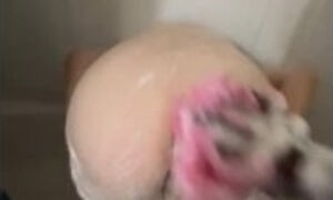 BBW wife puts on a sexy soapy shower show for her BBC husband