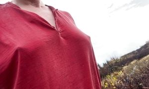 All I see are pokies, braless public bouncing milf tits