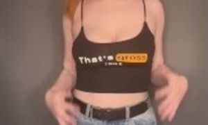 Hot redheadÂ teen massive bouncing tits