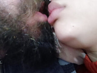 CLOSE UP naughty tongue of the bitch dancing in a hot and naughty kiss