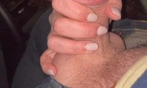 BLOWJOB and mouth shot in the CAR while waiting for friends