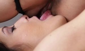 'Brunette eats pussy and makes lover cum'