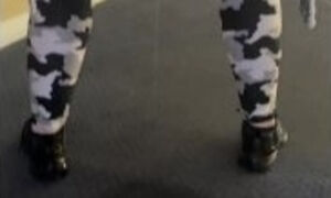 Naughty Pee Pregnant Milf Arctic-Camouflage Leggings Piss On Carpet
