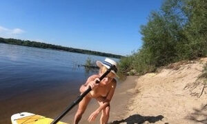 Blowjob and dildo on SUP board