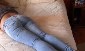 Stepbrother's friends enjoy my ass in jeans and jerk off
