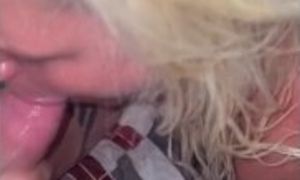 Blonde milf sucks life out of stud and begs to have cock in her tight ass without condom. he says ok