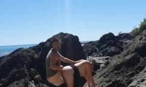 Wife getting fucked on beach and creampied