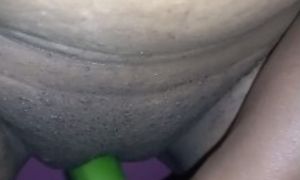 Fucking my pussy with banana and it get creamy