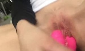 Naughty wife fucks herself w. Dildo & squirts while husband is out