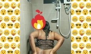 Silk Smita Shower Tease Showing Her Big Chunky Ass and Big Brown Nipples Perking and Horny