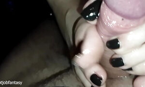 A hot footjob - solesjob - toejob with black nail polish