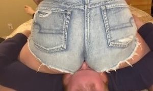 Facesitting in jean shorts clip. Full video on my OF ðŸ‘ðŸ‘ƒðŸ»