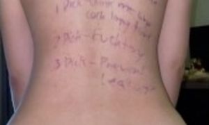 Asian wife body writing human notepad