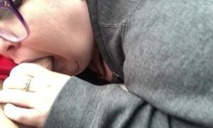 Roadside quickie blowjob in truck