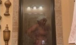 Naked hot shower