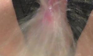 Hot wife gets quick orgasm from water jet masturbation - Big clit close up