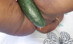 Beautiful morning biggest cucumber in my ass fucked my pussy
