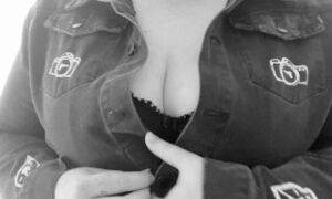 Big Boob Babe in Denim Jacket & Black Lingerie • BBW MILF