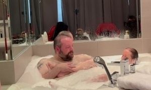 Enjoying a nice relaxing bubble bath soak in the jacuzzi with my voluptuous vixen