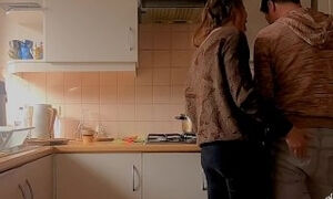 Kitchen make out with stepsister, kissing & fingering - sensual teasing moments