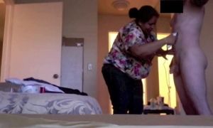 CFNM mexican maid trims cock and balls