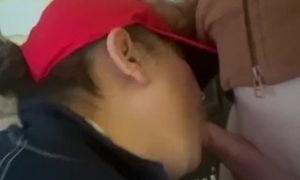 Asian MILF in baseball hat ðŸ§¢ gets a mouth full of cum ðŸ’¦ during blowjob