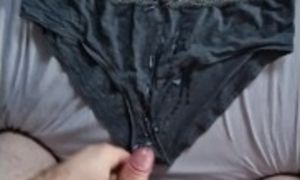 Grey Panties get huge cumshot