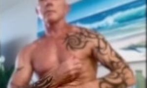 Muscle Dad joins Bator cam, jerks cock and cums a big load