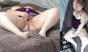 BBW Amateur Wife Masturbating In Pantyhose & Cumming, While Talking Dirty (Loud Orgasm)(Mature Mom Fucking Vibrator) Nut