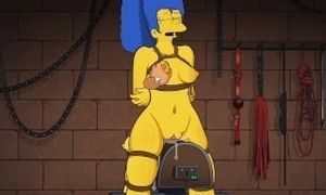 Marge Simpson Milf Moaning Orgasm BDSM Bondage Wooden Horse Spanking Slapping - Hole House