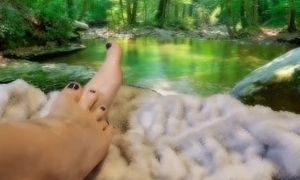 Massage oil on beautiful feet